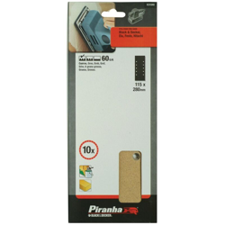 PIRANHA BLACK&DECKER 10 FOGLI ABRASIVI FORATI PER LEVIGATRICI 115X280mm GRANA 60 10 FORI X31040 precio