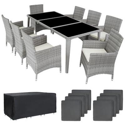 Set In Rattan Monaco, Alluminio - Grigio Chiaro