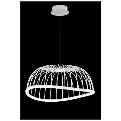 Sospensione A Soffitto A Gabbia Rotonda 61 Cm, Led 30w, 3000k, 2100lm, Bianco
