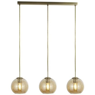 Barra A 3 Luci In Ottone Anticato, Ambra, Attacco E27