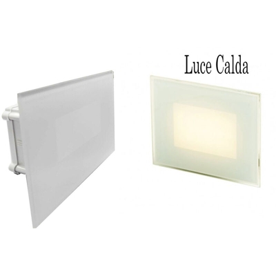 B&s - Segnapasso led 4w luce calda rettangolo bianco vetro interno faretto incasso