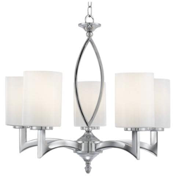 Sospensione A Soffitto A 5 Luci Multibraccio Cromata Con Paralumi In Vetro, Attacco E27 en oferta