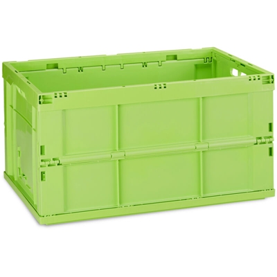 Cassetta Pieghevole, Stabile, da Lavoro, Plastica Resistente, 60L, HLP 31,5 x 58,5 x 40 cm, Verde