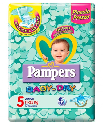Pampers Baby Dry Downcount No Flash Junior Misura 5 (11-25kg) 17 Pannolini