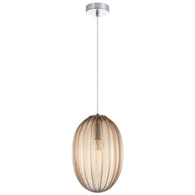 Sospensione Moderna Sospesa Cromo 1 Luce Con Paralume Champagne, Dimmerabile E14