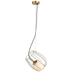 Pendente A Sospensione Moderno Dorato 1 Luce Con Oro, Paralume Bianco, Attacco E27 precio