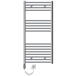 Radiatore Da Bagno Elettrico Con Termostato 1200 W, Ecd Germany, Modello Sahara, 600 X 1200 Mm, Cromo, Dritto, Con Collegamento Laterale, Portasciugamani en oferta