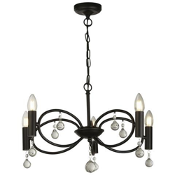 Lampada A Sospensione A 5 Luci - Nera Con Dettagli In Cristallo características