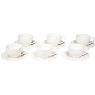 Casa Collection - Set 6 Tazze da The con Piatto Sethi in Porcellana Bianca