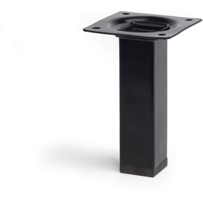 gamba quadrata stile moderno per mobili bassi. Altezza di 10 cm. Realizzata in acciaio con finitura nero. Per il bricolage e il DIY. Misure