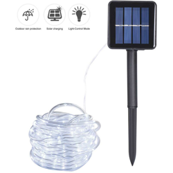 Stringa luminosa a tubo solare con 8 funzioni tubo trasparente per esterno in filo di rame color rame impermeabile,Bianco 7 metri 5 luci - Bianco 7 en oferta