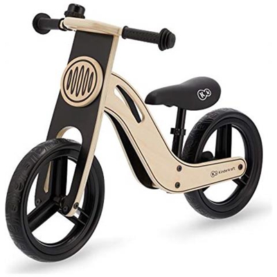 Kinderkraft Bici Senza Pedali Uniq, Bicicletta In Legno, Sella Regolabile, Ruote Resistenti, 2 Anni - 25 Kg Nero