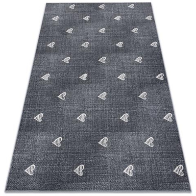 Tappeto Per Bambini Hearts Jeans, Vintage Cuori - Grigio Toni Grigio E Argento 200x350 Cm