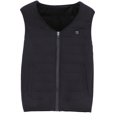 Gilet riscaldato con ricarica USB Gilet riscaldato intelligente Gilet caldo Uomo e donna (senza Power Bank) Cotone di seta nero,XXXL - XXXL