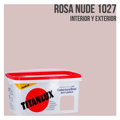 Secchio di vernice a copertura totale da 4 litri | Rosa nuda - Rosa nuda - Titan