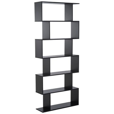 Libreria Design Moderno In Legno Con 6 Ripiani, Nero, 80x23x192cm