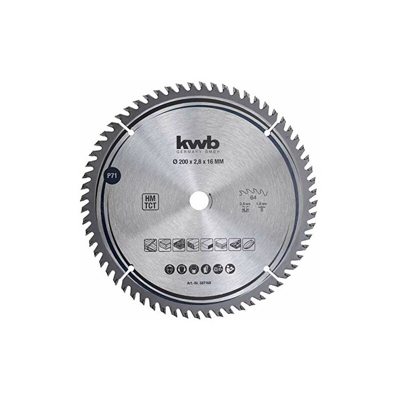 kwb 587168 - Lama per sega circolare da falegnameria, legno duro, 200 x 16 mm, numero elevato, 64 denti Z-64, lama di precisione fine 200 x 16 mm