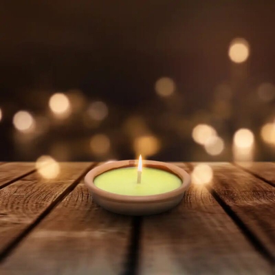 Confezione Risparmio 10 X Fiaccola Candela Aroma Citronella in Terracotta 11 cm