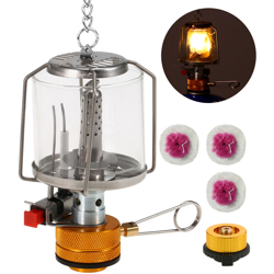 Lampada a vapore da campeggio per esterni + 3 garze per lampada + adattatore per serbatoio del gas lungo en oferta