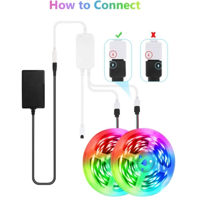 Striscia LED Bluetooth, 5050 RGB Nastri LED 12M(6M*2) con Funzione Musicale, Modalità di Temporizzazione, Controllo App e Telecomando per Decorazioni