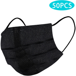 [Non medicale] Le maschere monouso in tessuto non tessuto a tre strati filtrano la polvere e l'inquinamento da particolato, ecc., 50 pezzi neri características