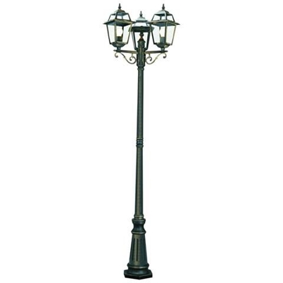 Lampione Da Esterno 3 Luci Nero, Oro Ip44, E27