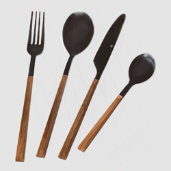 Posate Priya Effetto Legno 16 pezzi Acciaio Inossidabile Nero - Sklum precio