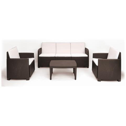 Salottino Con 2 Poltrone 1 Divano Ed 1 Tavolino Con Cuscini Color Marrone precio