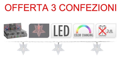 Peragashop - OFFERTA 3 CONFEZIONI 10 STELLE LED MULTICOLOR A BATTERIA LUCI DI NATALE
