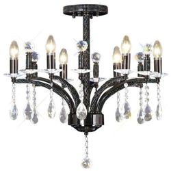 Sospensione Semi Filo Soffitto 6 Luci Cromo Nero, Cristallo precio