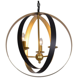 Lampada A Sospensione Industriale E Retrò Nera Opaca, 3 Luci, Paralume In Oro Verniciato, E14 características