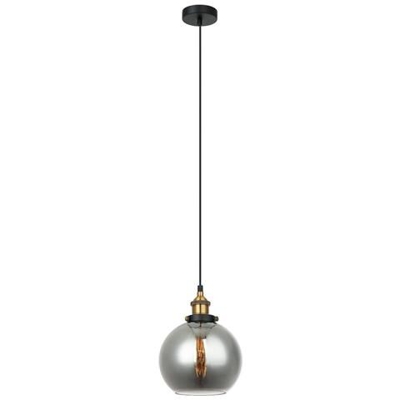 Lampada A Sospensione Industriale E Retrò Nera, Oro 1 Luce Con Paralume Fumé, Dimmerabile E27