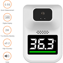 Termometro a infrarossi da parete, indicatore luminoso a 3 colori, trasmissione vocale, allarme febbre, 10 lingue en oferta