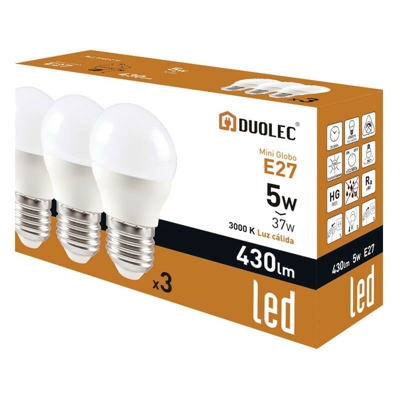 Confezione 3 Lampadine Led Miniglobo 5W 3000K Luce Calda