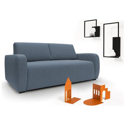Divano Letto Duna 3 Posti 195 Cm Con Materasso Matrimoniale 140x190 Alto 20 Cm Colore Blu