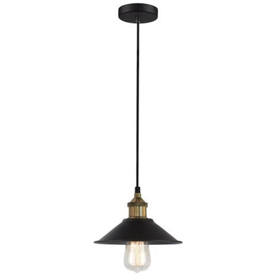 Lampada A Sospensione Industriale E Retrò Nera 1 Luce Con Paralume In Lega Di Metallo, E27