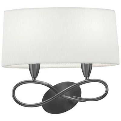 Lampada Da Parete Switched 2 Luci E27, Nichel Satinato Con Paralume Bianco