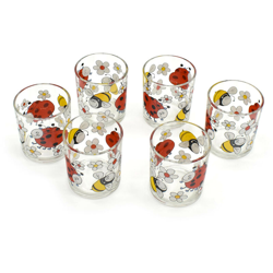 Takestop - Bicchieri in Vetro Trasparente Set 6 Pezzi Motivo Coccinella da 250 Ml da 8x7x7 Cm en oferta