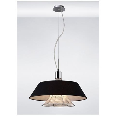 Sospensione A Soffitto Con Paralume Nero A 3 Luci Cromo Lucido, Cristallo