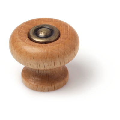 Pomolo stile classico, Legno-Zama, Faggio Trasparente, 30 mm di diametro. Marchio REI