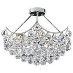 Plafoniera A 5 Luci Semi-filo Cromo Con Cristalli, Attacco E14 precio