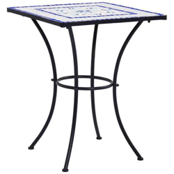 Tavolino Da Bistrot Con Mosaico Blu E Bianco 60 Cm In Ceramica en oferta