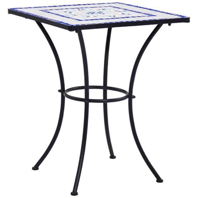 Tavolino Da Bistrot Con Mosaico Blu E Bianco 60 Cm In Ceramica