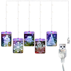 Luci pendenti Ghirlanda luminosa con decorazioni natalizie 3D [Colore sempre brillante] Pupazzo di neve di Noel en oferta