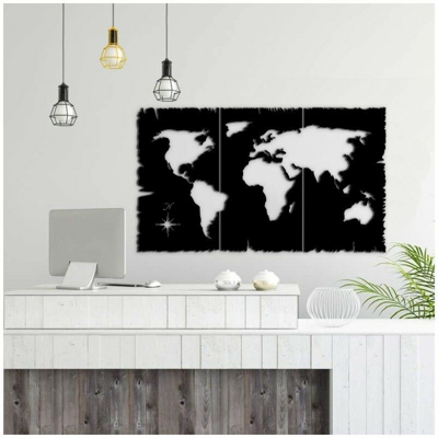 Quadro decorazione murale mappa nera cm cm 125x73 h