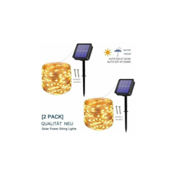 [2 pezzi] Luci a stringa solari da esterno, 10M 120 LED String Lights da esterno, luci natalizie in filo di rame impermeabili precio