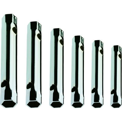 KLASS - SERIE 6 CHIAVI A TUBO DOPPIE ESAGONALI DA MM 6X7 AL 16X17 in acciaio finitura zincata
