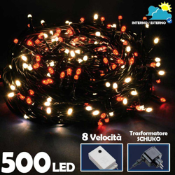 Catena Luminosa 500 Luci LED Lucciole Bianco Caldo Rosso Controller uso Esterno en oferta