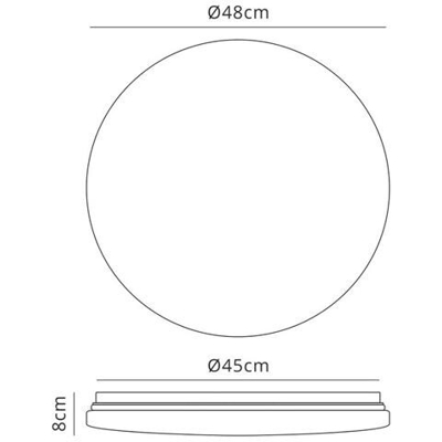 Plafoniera A Filo 48cm Rotonda 50w Led 3000k, 3700lm, Bianca