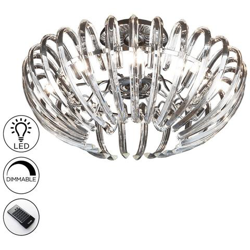 Plafoniera A Filo In Cristallo Dimmerabile A 9 Luci Con Telecomando Cromato, G9 en oferta